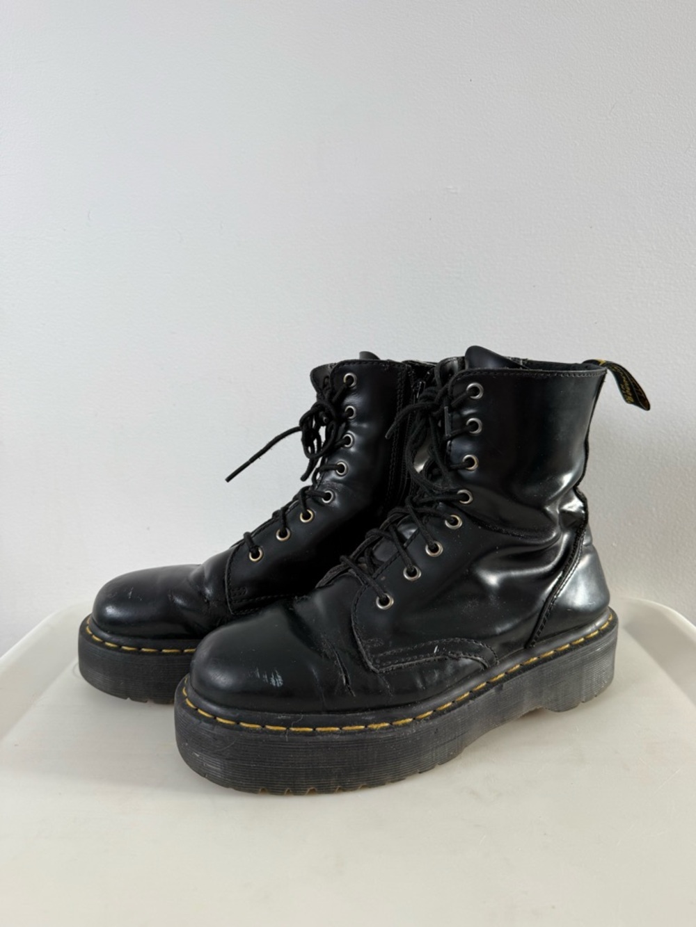 Dr. Martens Black Lace-Up Platform Combat Boots Y2K Chunky Size 9